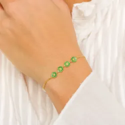 Marguerite dunkelgrünem Armband aus vergoldetem Sterlingsilber - Maggie