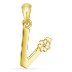 buchstab v Anhänger aus vergoldetem Sterlingsilber