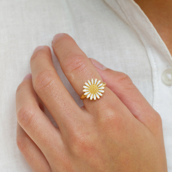 14 mm Marguerite Ring aus vergoldetem Sterlingsilber