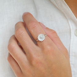 11 mm Marguerite Zirkon Ring aus Silber - Matilda