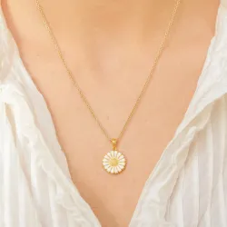 15 mm Marguerite Halskette aus vergoldetem Sterlingsilber - Marie