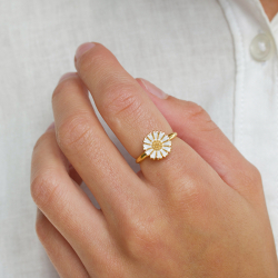 12 mm Marguerite Ring aus vergoldetem Sterlingsilber