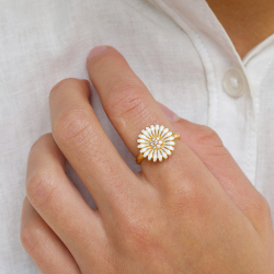 14 mm Marguerite Ring aus vergoldetem Sterlingsilber