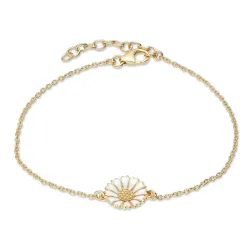 11 mm Marguerite Ankerarmband aus vergoldetem Sterlingsilber und Marguerite Anhänger aus vergoldetem Sterlingsilber