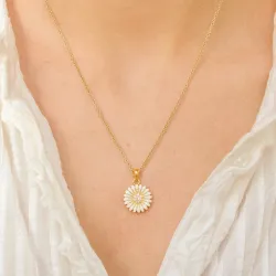 Marguerite Zirkon Halskette mit Anhänger aus vergoldetem Sterlingsilber - Matilda
