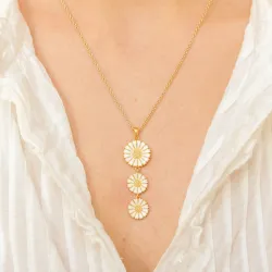 länglicher Marguerite Anhänger aus vergoldetem Sterlingsilber - Marie