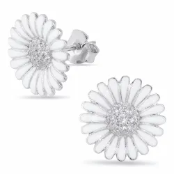 14,5 mm Marguerite Ohrstecker in rhodiniertem Silber - Matilda