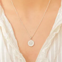 14 mm Marguerite Zirkon Halskette aus Silber - Matilda
