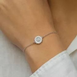 10 mm Marguerite Ankerarmband aus rhodiniertem Silber und Marguerite Anhänger aus Silber - Matilda