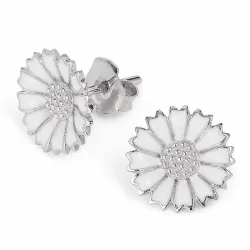 12 mm Marguerite Ohrstecker in rhodiniertem Silber - Marie