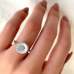 12 mm Marguerite Ring aus rhodiniertem Silber