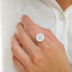 15 mm Marguerite Ring aus rhodiniertem Silber - Marie