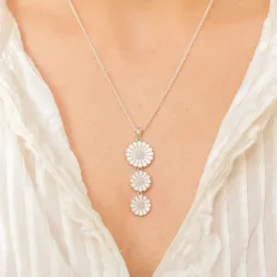 länglicher Marguerite Anhänger aus rhodiniertem Silber - Marie