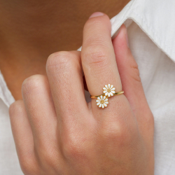 Marguerite weißem Ring aus vergoldetem Sterlingsilber