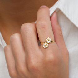 Marguerite weißem Ring aus vergoldetem Sterlingsilber - Maggie