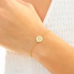 11 mm Marguerite Zirkon Armband aus vergoldetem Sterlingsilber und Marguerite Anhänger aus vergoldetem Sterlingsilber - Matilda