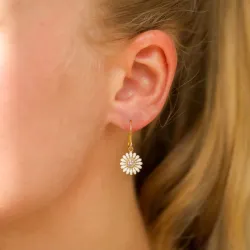 11 mm Marguerite Zirkon Ohrringe in vergoldetem Silber - Matilda