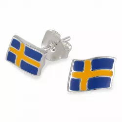 schwedische Flagge Ohrstecker in Silber