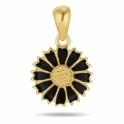 11 mm Marguerite schwarz Anhänger aus vergoldetem Sterlingsilber - Marie