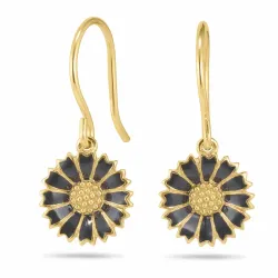 11 - 12 MM Marguerite schwarzem Ohrringe in vergoldetem Silber - Marie