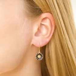 11 - 12 MM Marguerite schwarzem Ohrringe in vergoldetem Silber - Marie