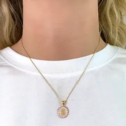 15 mm Marguerite violettem Anhänger aus vergoldetem Sterlingsilber - Marie