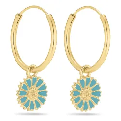 18 mm Marguerite blauem Kreole in vergoldetem Silber - Marie