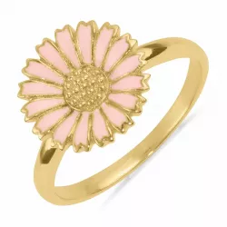 12 mm Marguerite rosa Ring aus vergoldetem Sterlingsilber