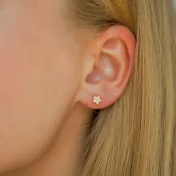 kleinen Marguerite weißen Ohrstecker in vergoldetem Silber - Majse