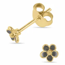 5 mm Marguerite schwarzem Ohrstecker in vergoldetem Silber - Majse