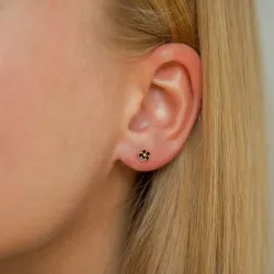 5 mm Marguerite schwarzem Ohrstecker in vergoldetem Silber - Majse