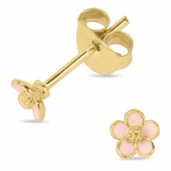 kleinen Marguerite pink Ohrstecker in vergoldetem Silber - Majse