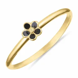 5 mm Marguerite schwarz Ring aus vergoldetem Sterlingsilber - Majse