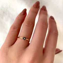 5 mm Marguerite schwarz Ring aus vergoldetem Sterlingsilber