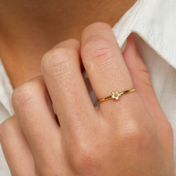 4,5 mm Marguerite blauem Ring aus vergoldetem Sterlingsilber - Majse