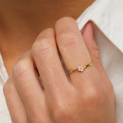 5 mm Marguerite violettem Ring aus vergoldetem Sterlingsilber - Majse