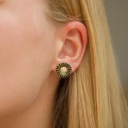 14 mm Marguerite schwarzem Zirkon Ohrstecker in vergoldetem Silber - Matilda