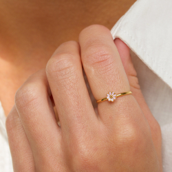 5 mm Marguerite violettem Ring aus vergoldetem Sterlingsilber - Maggie