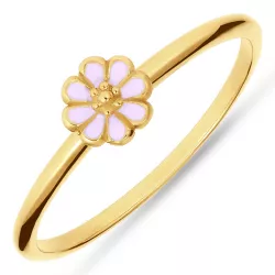 5 mm Blumen rosa Ring aus vergoldetem Sterlingsilber
