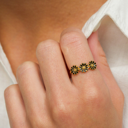 Marguerite schwarz Ring aus vergoldetem Sterlingsilber - Maggie