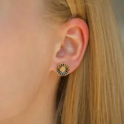 11 - 12 MM Marguerite schwarzem Ohrstecker in vergoldetem Silber - Marie