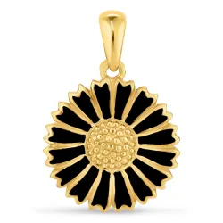 15 mm Marguerite schwarz Anhänger aus vergoldetem Sterlingsilber - Marie