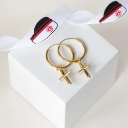 18 mm Kreuz Kreole in vergoldetem Silber - Amoré