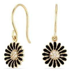 11 mm Marguerite schwarzem Ohrringe in vergoldetem Silber - Matilda