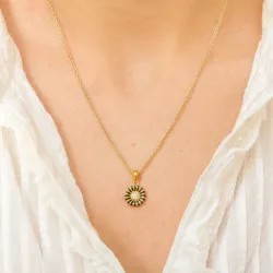 11 mm Marguerite schwarz Zirkon Anhänger aus vergoldetem Sterlingsilber - Matilda
