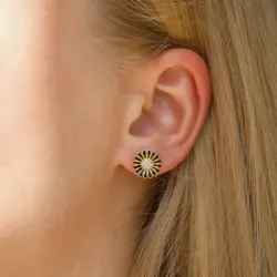 10 - 11 mm Marguerite schwarzem Zirkon Ohrstecker in vergoldetem Silber - Matilda