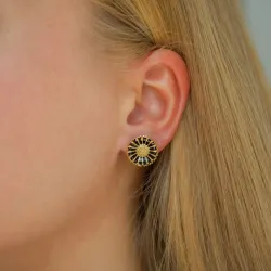 14,5 mm Marguerite schwarzem Ohrstecker in vergoldetem Silber - Marie