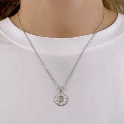 14 mm Marguerite Zirkon Halskette aus Silber