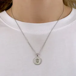 14 mm Marguerite Zirkon Halskette aus Silber - Matilda