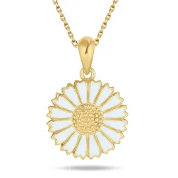 15 mm Marguerite blauem Halskette aus vergoldetem Sterlingsilber - Marie